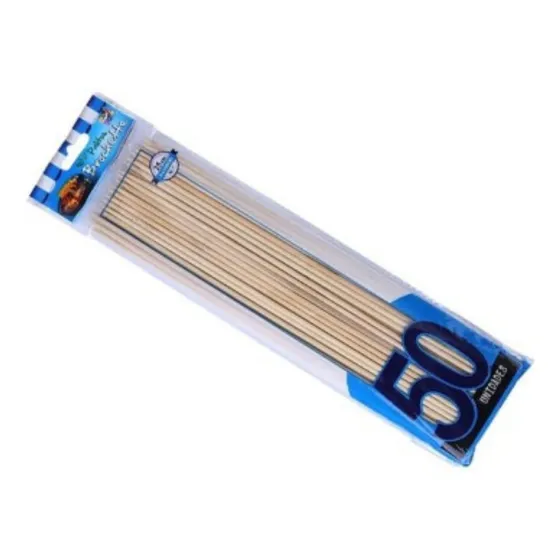 Brochettes Palillos Madera 25cm X 50 Unidades Color Marrón Liso