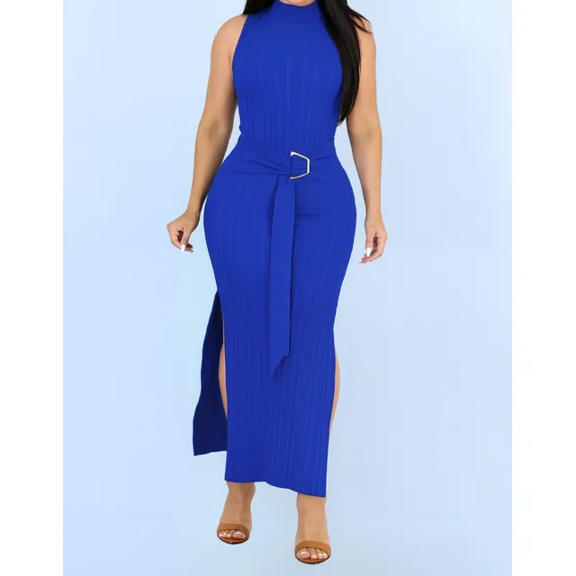 Vestido Liz Feminino Regata Modelador Cinto Fivela Orgânica