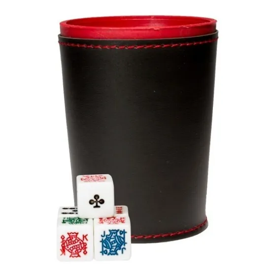 Cubilete Profesional, Vaso Estriado. Incluye 5 Dados Poker