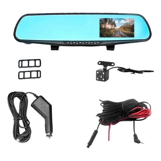 Espejo Retrovisor Dvr Universal 2 Camaras Delantera Reversa