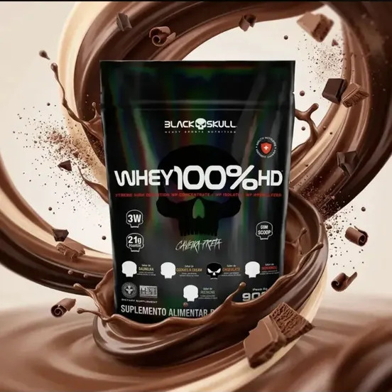 Suplemento em pó Black Skull Whey 100% HD sabor Chocolate 900 g Suplemento em pó Black Skull Whey 100% HD sabor Chocolate 900 g