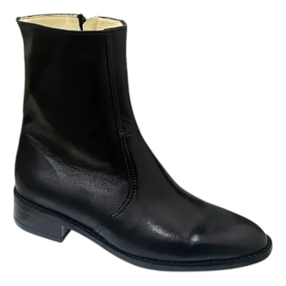 Botas Vaqueras Hombre Vestir Piel Negra Suela Cuero