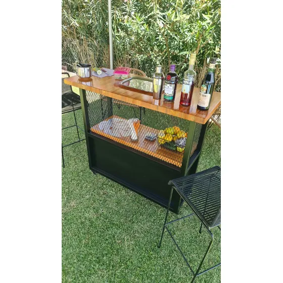 Barra Móvil Rustico 122x50 Madera Para Fiestas
