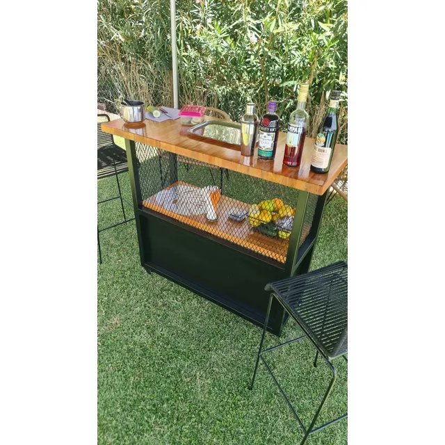 Barra Móvil Rustico 122x50 Madera Para Fiestas