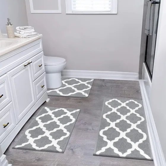 Pauwer Juego Alfombra Baño 3 Pieza Tapete Microfibra Suave X