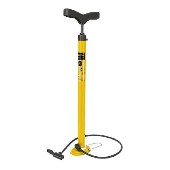 Inflador De Pie Bicicleta Pelota Auto Inflable 3 Picos 21690 Color Amarillo