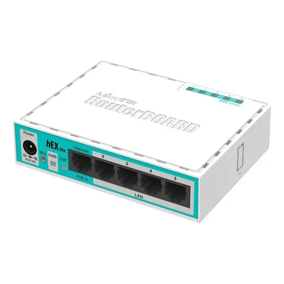 Router MikroTik RouterBOARD hEX lite RB750r2 blanco/turquesa