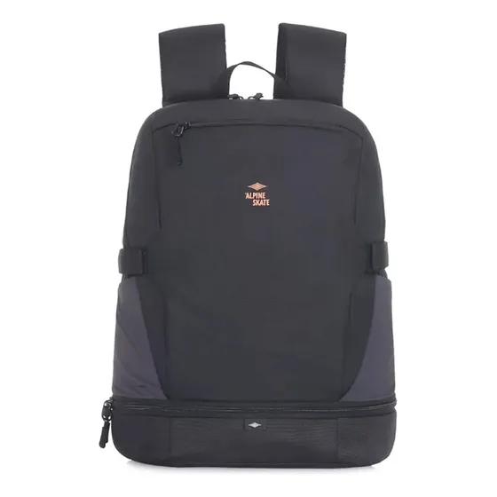 Mochila Porta Notebook Alpine Skate Urbana Casual Bolsillos Color Negro Diseño de la tela Lisa