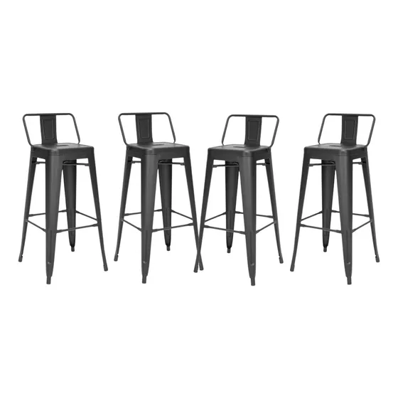 Pack X4 Piso Taburete Tolix Negro 66cm Acabado de la estructura Laqueado
