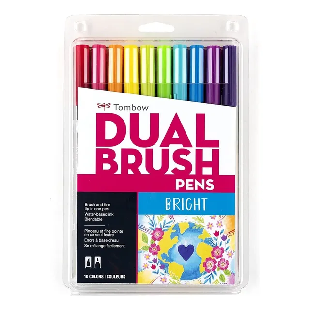 10 Marcadores Tombow Dual Brush / Colores Brillantes Bright