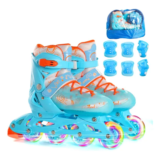 Patines En Línea Ajustables Junior Niño Profesionales Luces