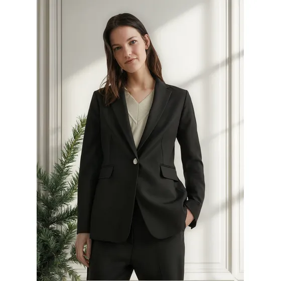 Americana De Traje Con Botonadura Sencilla Mujer Negro Tommy Hilfiger