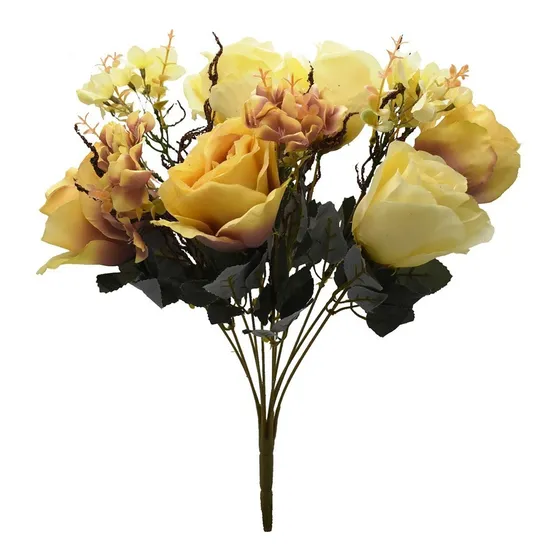 Ramo Rosas Vintage Otoñales Decoración 45 Cm Pack 1 Pz Color Beige/Vino