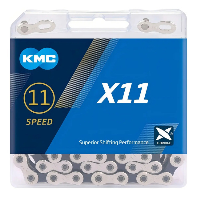 Corrente 11v Kmc X11 Silver 118 Elos 1x11v 2x11v Mtb Speed Preto E Prata