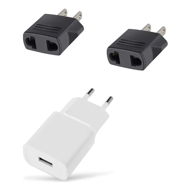 2 Clavija Convertidor Europeo A Americano Adaptador Cargador
