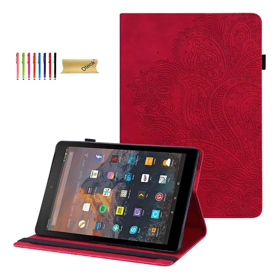 Funda Para Tablet Fire Hd Generacion Diseño Flor Color Rojo
