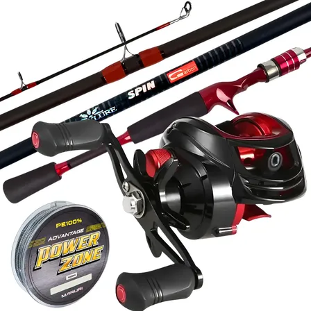 Carretilha 19 Rolamentos Vara Fibra De Vidro Pesca Kit 20 Kg
