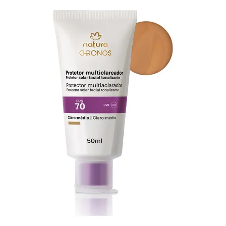 Protetor Clareador FPS 70 Natura Chronos Derma 50 ml - Cor: Claro Médio