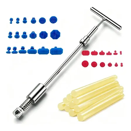 Kit Martelinho de Ouro Profissional: Reparo de Amassados para Lataria com Repuxadeira e 10 Colas