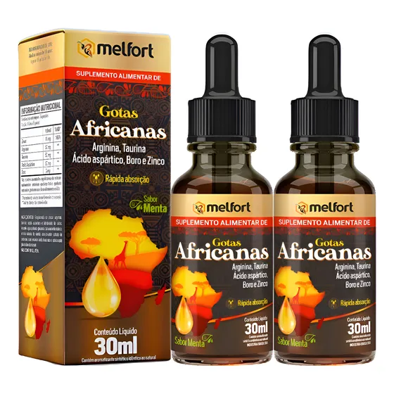  2 Gotas Africanas Com Taurina Aginina Zinco - Original