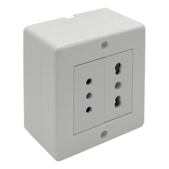 (pack 2) Casquete Enchufe Doble 10a / 16a Sobrepuesto - Lexo Color Blanco