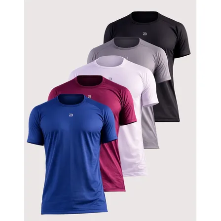 Kit 5 Camisetas Academia Treino Lisa Confortável Dry Fit