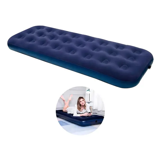 Colchon Inflable Individual Camping Cama De Aire Portatil Color Azul Raganet