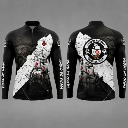 Camisa Camiseta Agro Vasco Da Gama Proteção Solar Uv50+ Preto Estampa Localizada M
