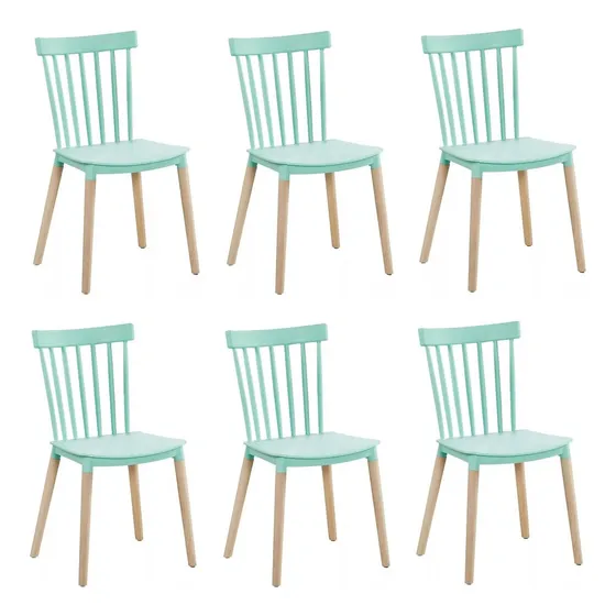 Pack 6 Sillas Retro Estilo Vintage Windsor Estructura de la silla Menta