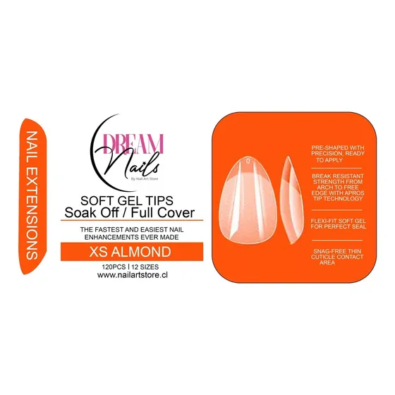 Bolsa De 120 Soft Gel Tips  Xs Almond De  Dream Nails