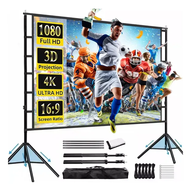 120 Pulgadas Telones Pantalla De Proyector Soporte Trípode