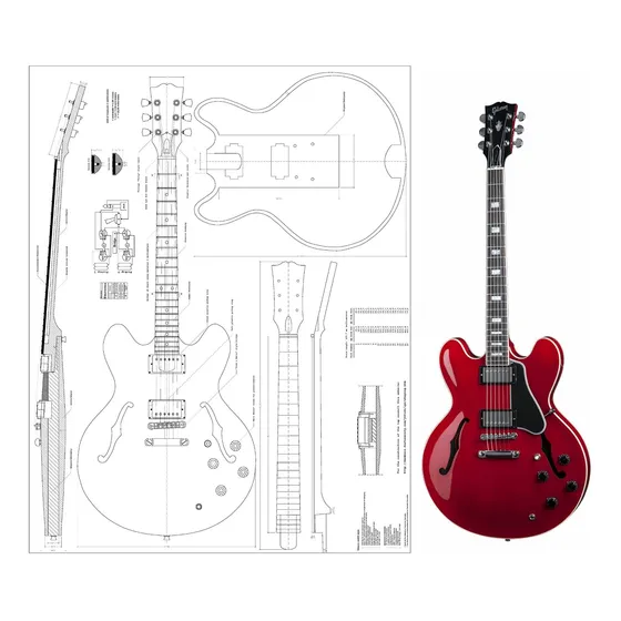 Plano Guitarra Bascula Completa Gibson Es335 335 Archtop