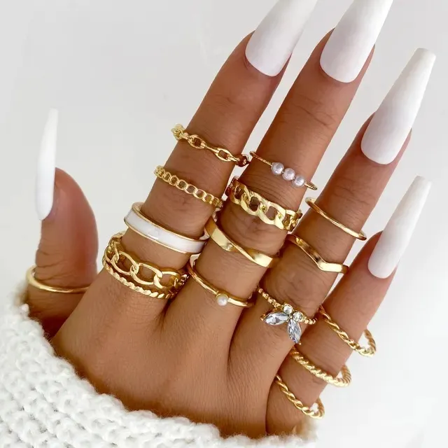 Set De Anillos De Mujer Midi Estilo Boho Chic