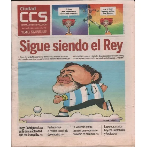 Peridico Ciudad Caracas 155 Nov 2020 Muerte De Maradona