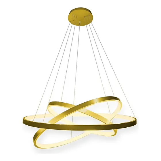 Lustre Led Pendente Moderno 3 Arcos Anéis 89w 60cm 5 Cores