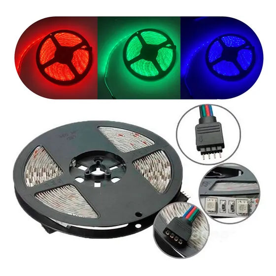 Rollo 5m Cinta Led 5050 Rgb Siliconada Aprueba Agua +control