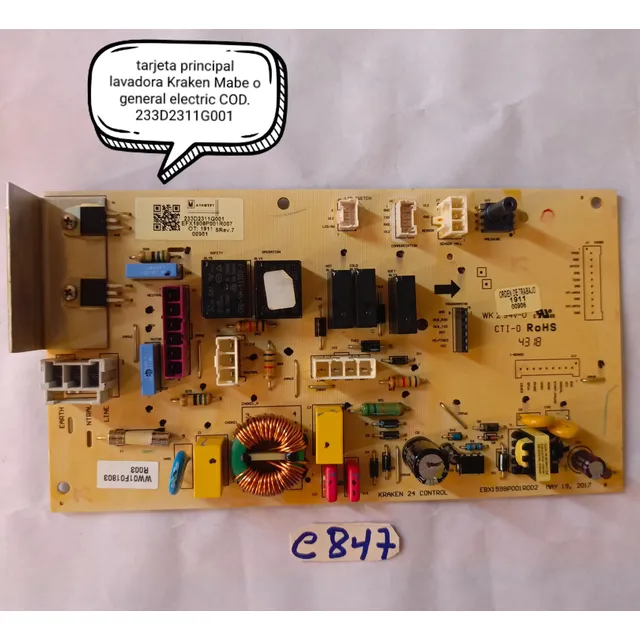 Tarjeta Principal De Lav Krake Mabe O General Electric C847