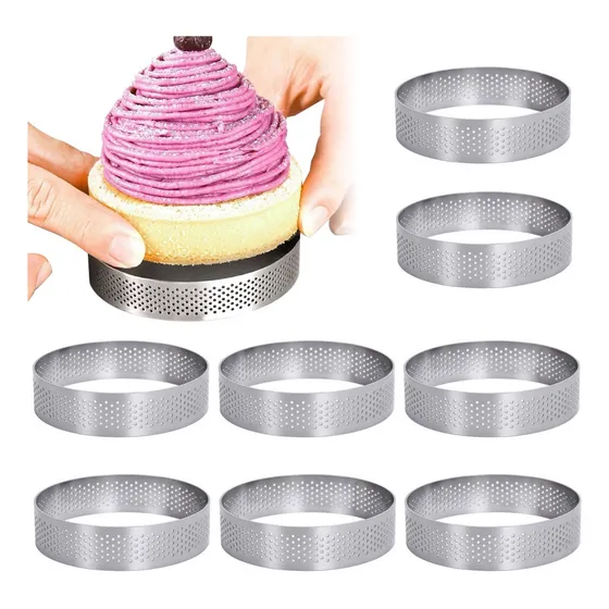 Anillos Circulares Para Tartas,moldes De Acero Para Pastel 8 Color Plateado