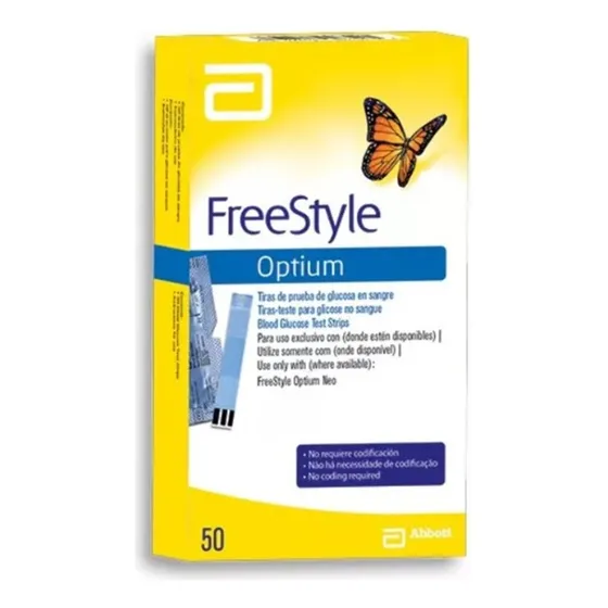 Medidor De Glucosa Y Cetonas Freestyle Optium Tiras De Prueba De Glucosa 50 Unidades