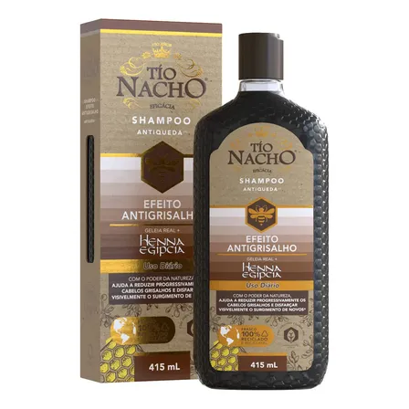 Shampoo Tio Nacho Antigrisalho 415ml - Antiqueda e Henna Egípcia Vegetal​