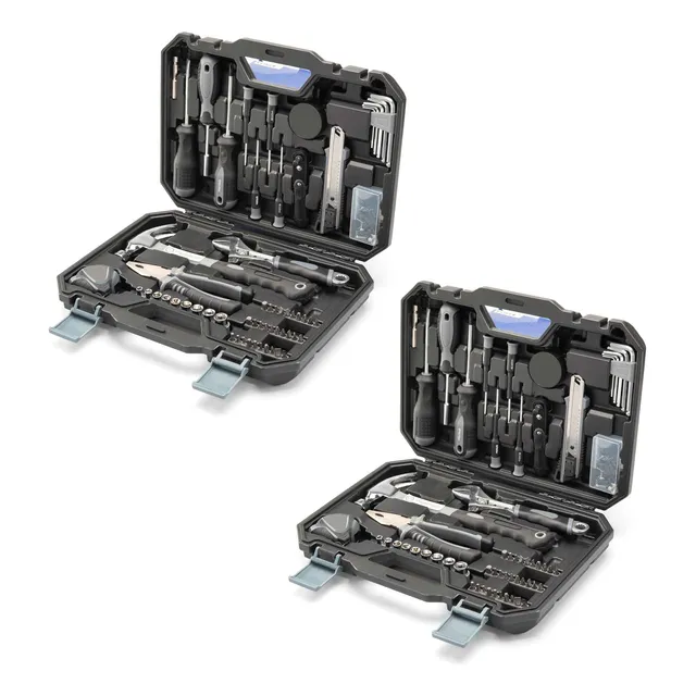 Set X2 Kit De Herramientas 100 Pzas Con Maletín Hogar Taller