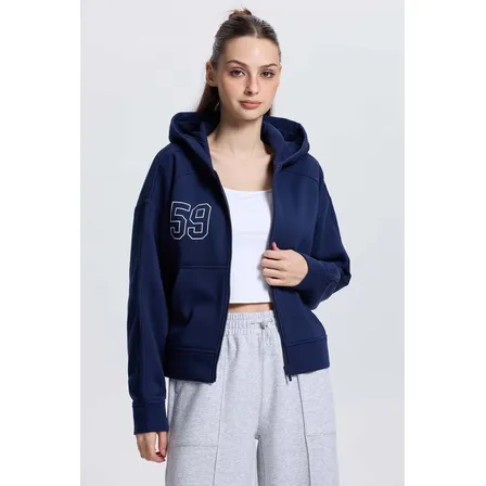 Polerón Mujer Full Zipper Azul
