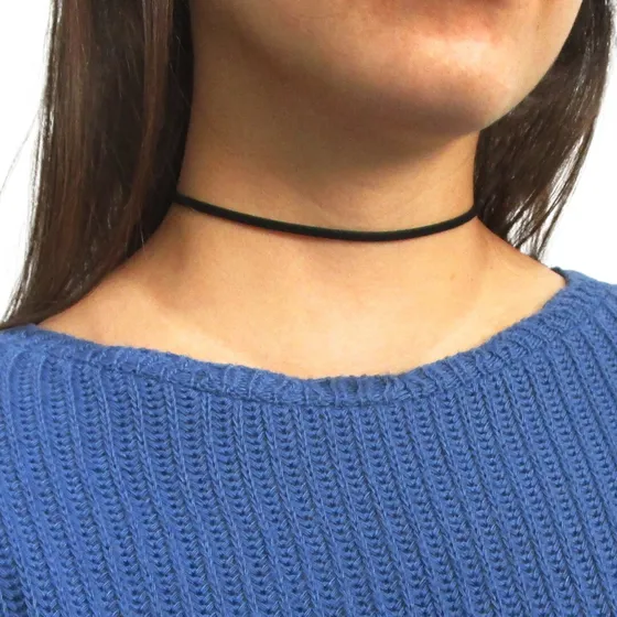 Choker Camurça Gargantilha Courinho Fino