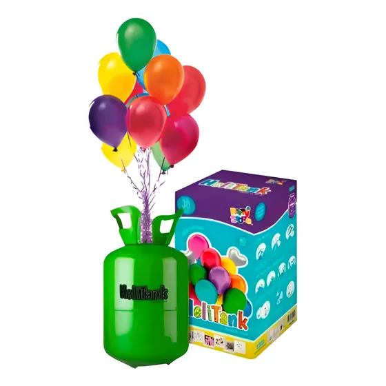 Gas Helio Tanque Garrafa Descartable 30 Globos 9 Cotillon 