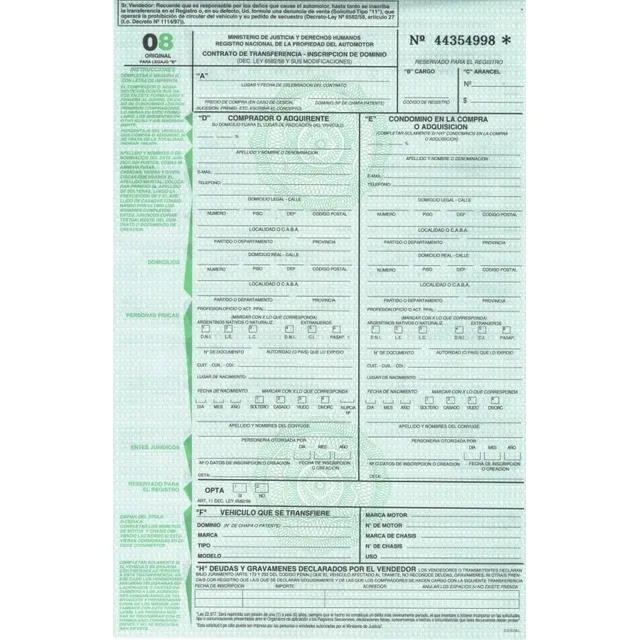 Formulario 08 Automotor, Todos Los Formularios Para Tramites