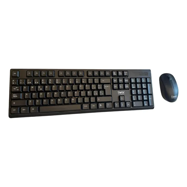 Kit Teclado + Mouse Inalámbrico Liwor - Teclado Premium Mouse Negro Teclado Negro