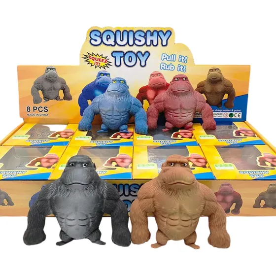 Kit 4 Gorila Indestrutível Boneco Macaco Kong Estica Esmaga