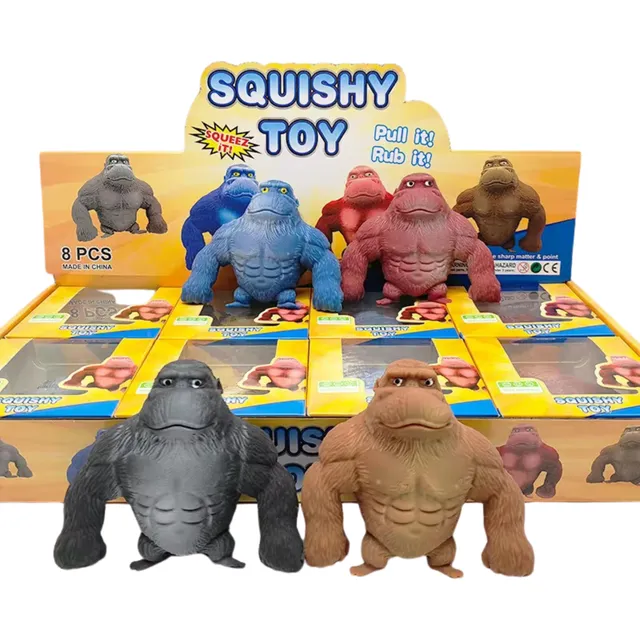 Kit 4 Gorila Indestrutível Boneco Macaco Kong Estica Esmaga