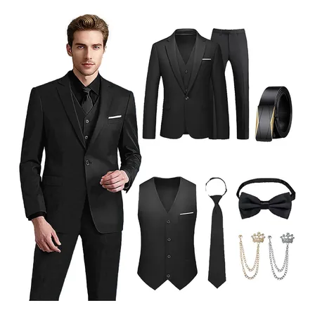 Kit Terno Masculino 8 Peças,paletó,colete,calça+acessórios SEGUROMAX