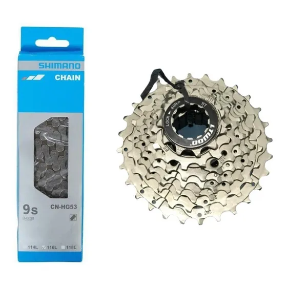 Set Cadena Shimano + Piñon Ltwoo Ruta 9vel - Oscar Bikes